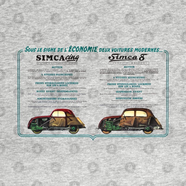 SIMCA CINQ/ SIMCA 8 - advert by Throwback Motors